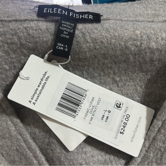NWT Eileen Fisher Lightweight Boiled Wool Vest in Regenerative Wool - Picture 9 of 9